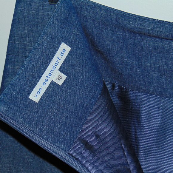 German Designer Von-Ostendorf.de Denim Look Woven Cotton Inverted Pleated Skirt - Picture 5 of 5